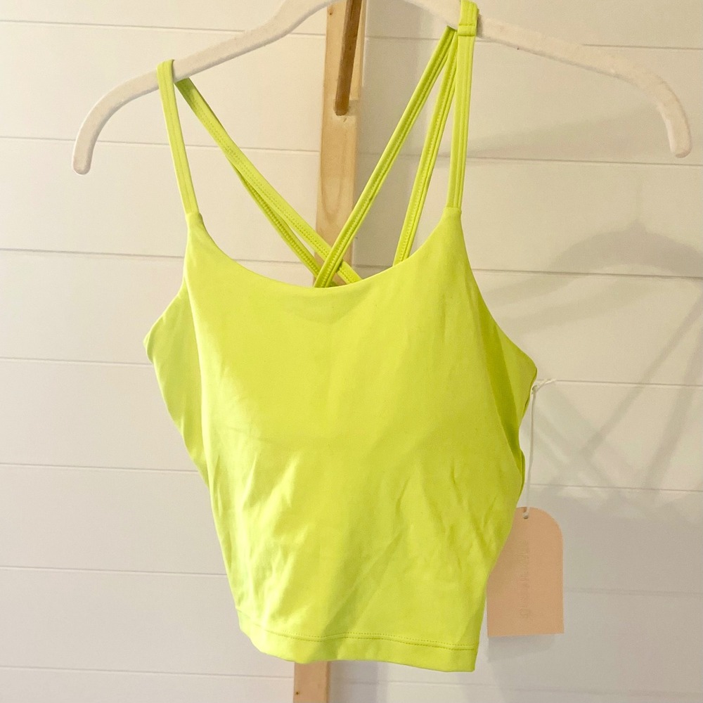 BLOGILATES Lime Green Crisscross Strap Athletic Crop Tank‎ Top Women's XS
